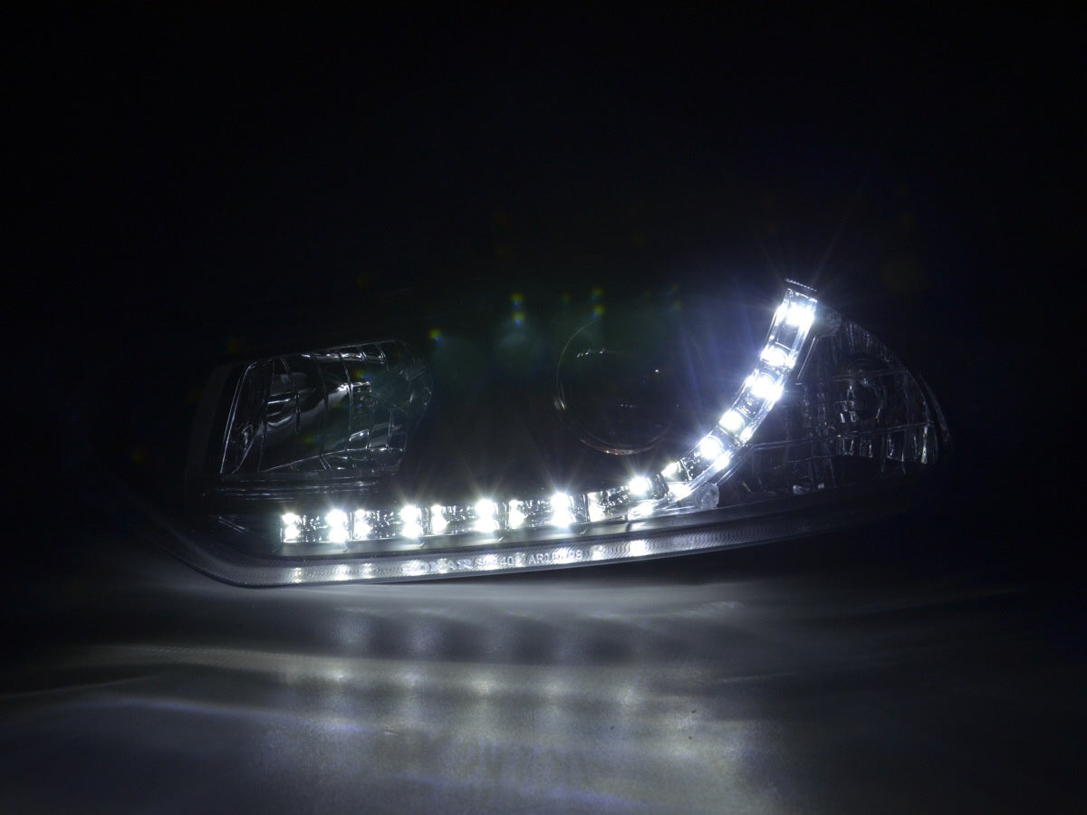 Scheinwerfer Set Daylight LED TFL-Optik Audi A3 Typ 8L 96-00 chrom Scheinwerfer Set Daylight LED TFL-Optik Audi A3 Typ 8L 96-00 chrom
